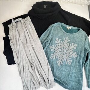 BUNDLE with FREE SHIPPING! Black Cable Knit Poncho, lightweight shirt, cardigan